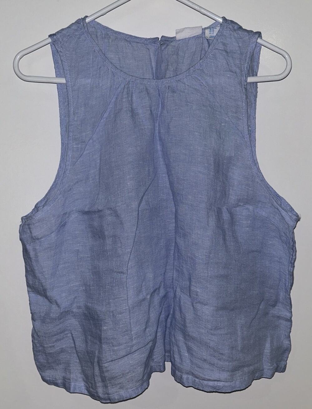 Sigrid Olsen Blue Sleeveless Linen Top Size XL NWT